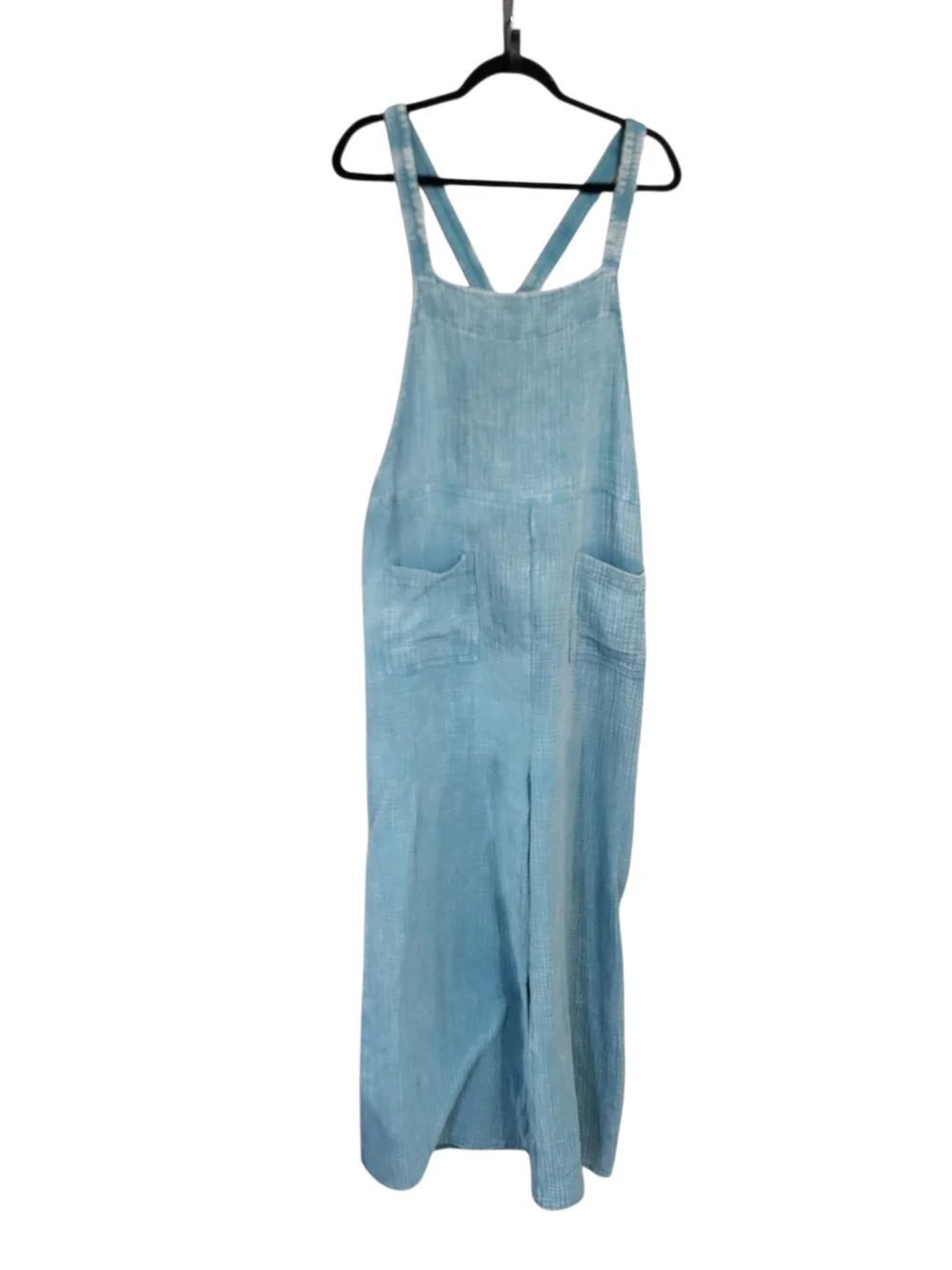 Zenana Outfitters Overalls Jumpsuit L Wide-Leg Crop Gauzey flowy Boho